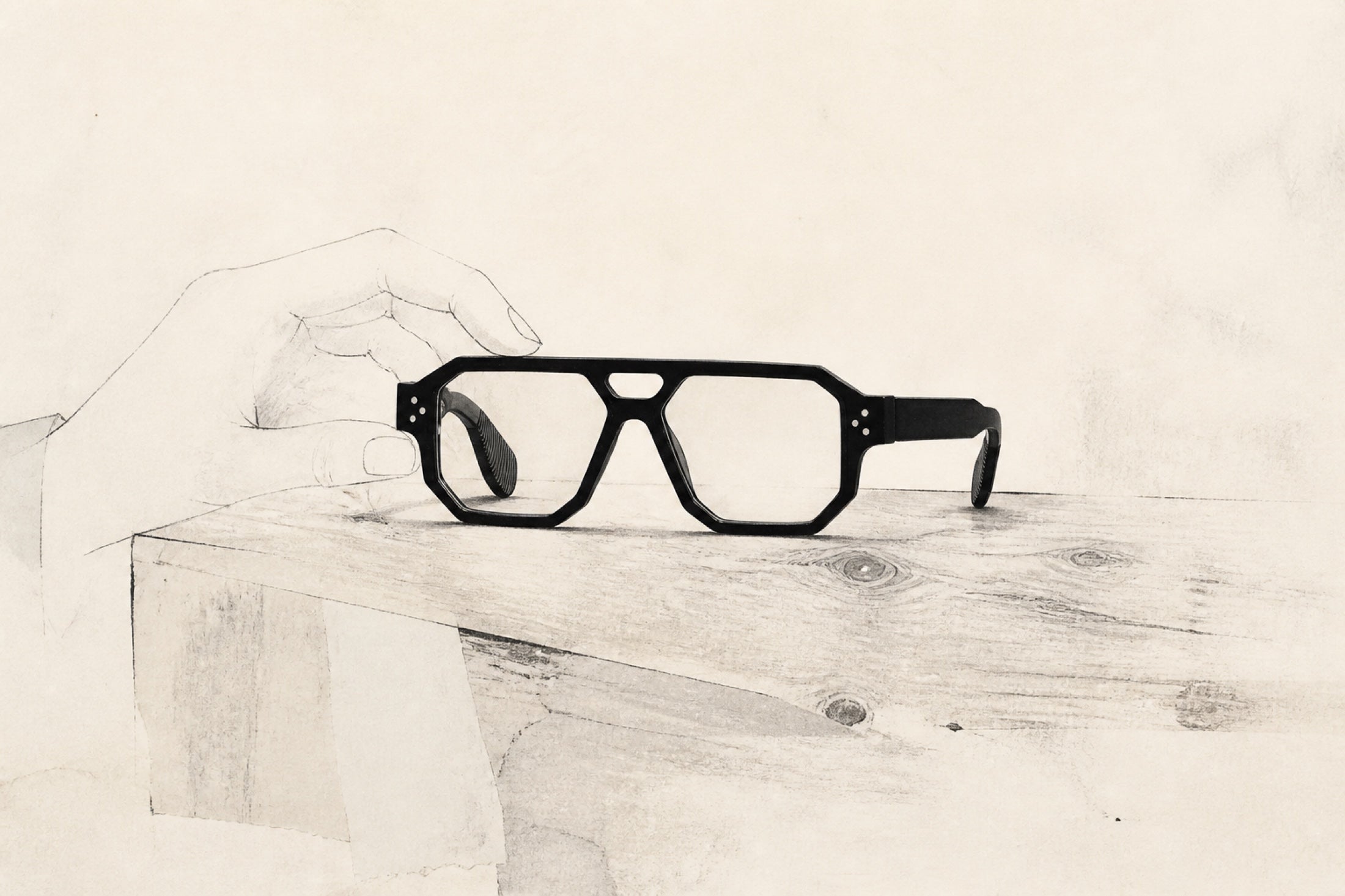 Abstract drawing of a COCO LENI frame as a quietly enduring everyday object