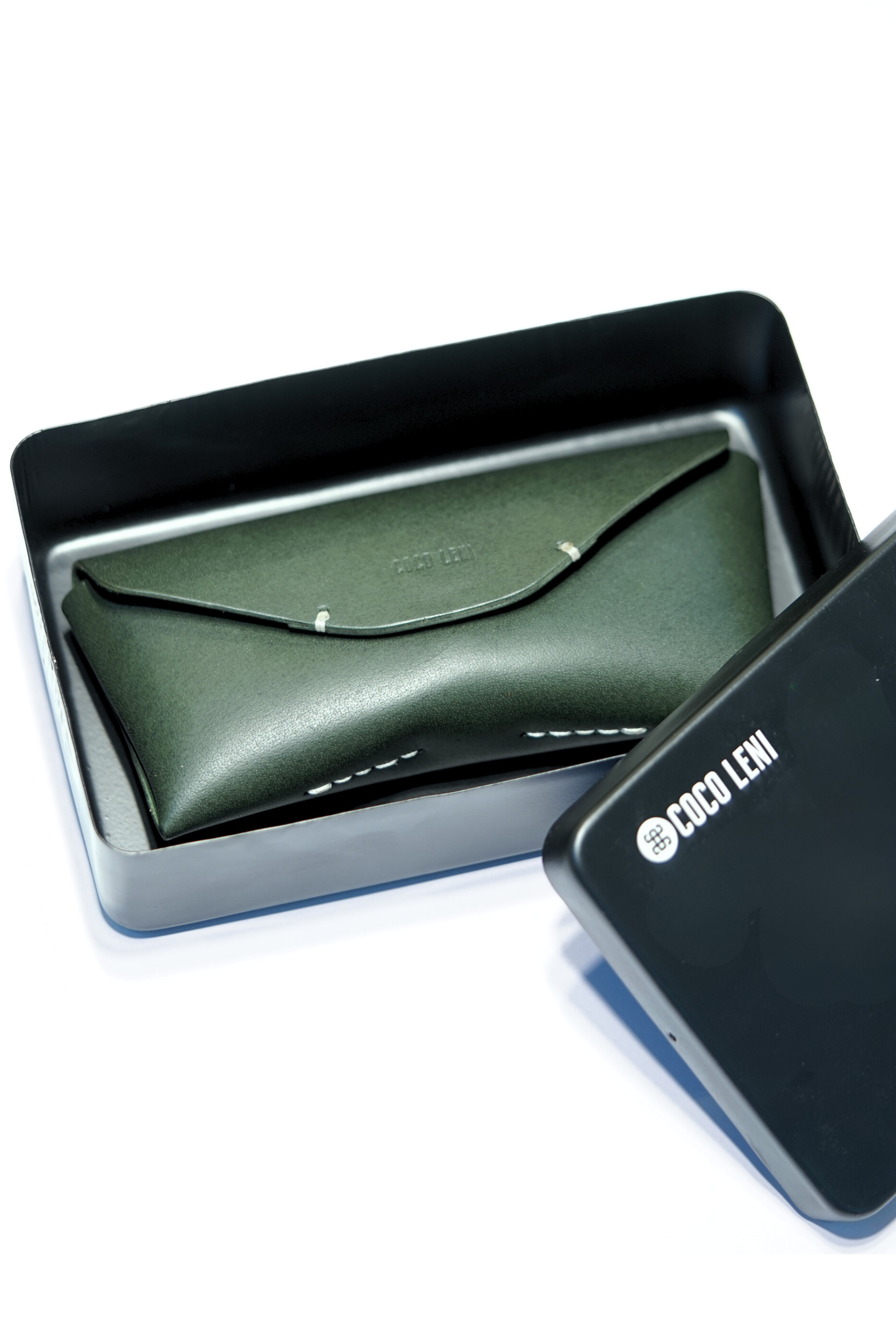 Full Grain Leather Eyewear Case with Metal Box