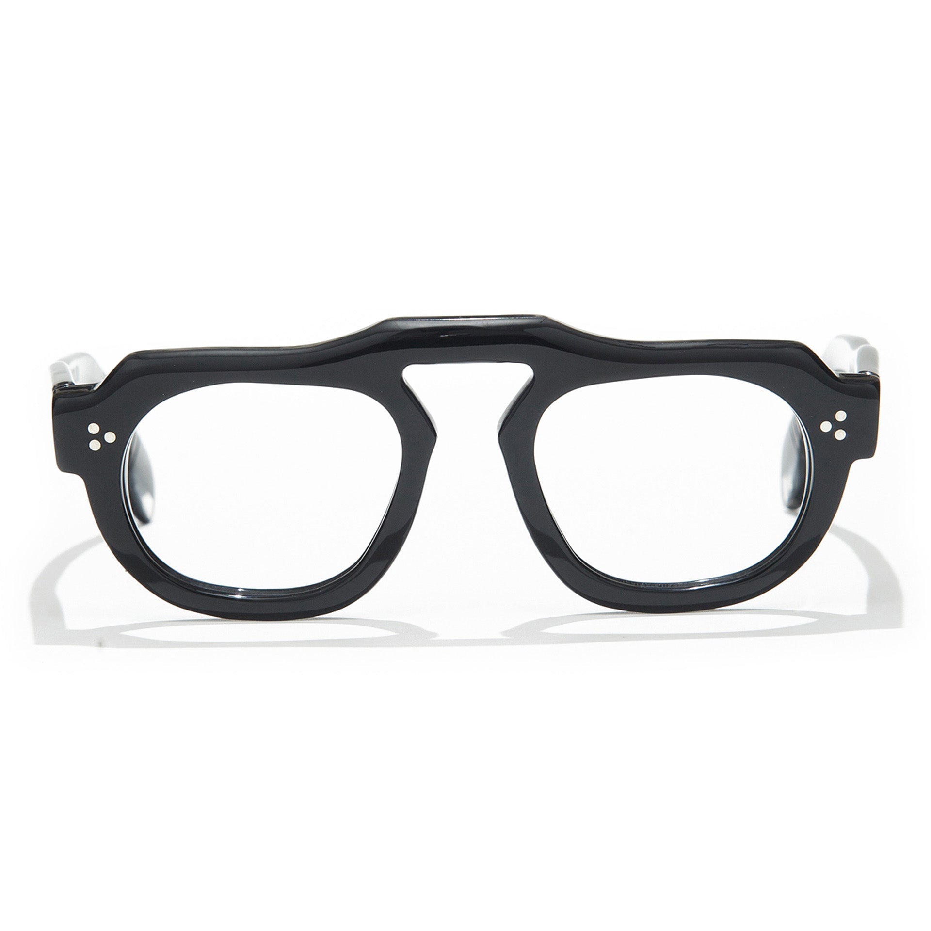 Black eyeglasses on a white background