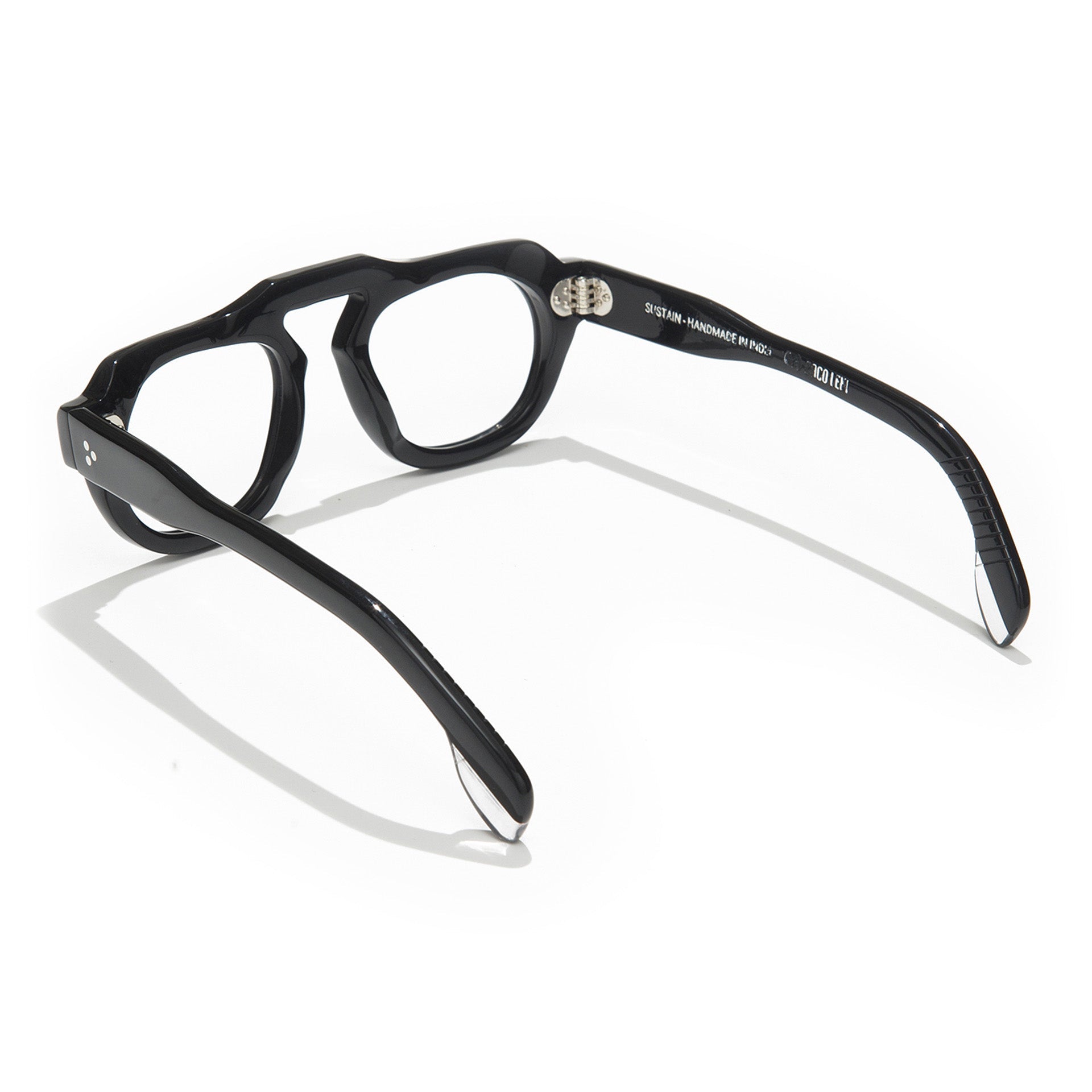 Black eyeglasses on a white background