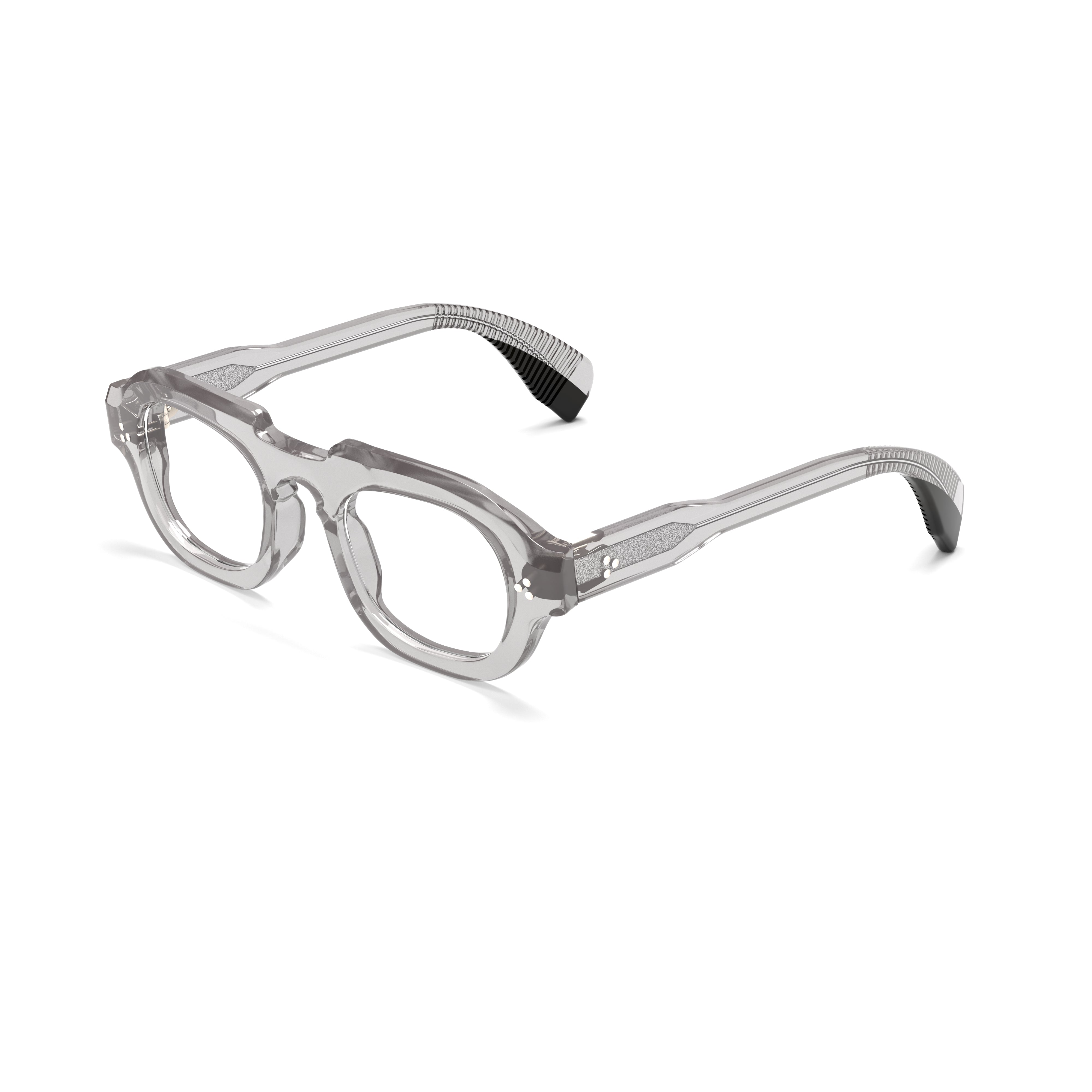 gray eyeglasses on a white background
