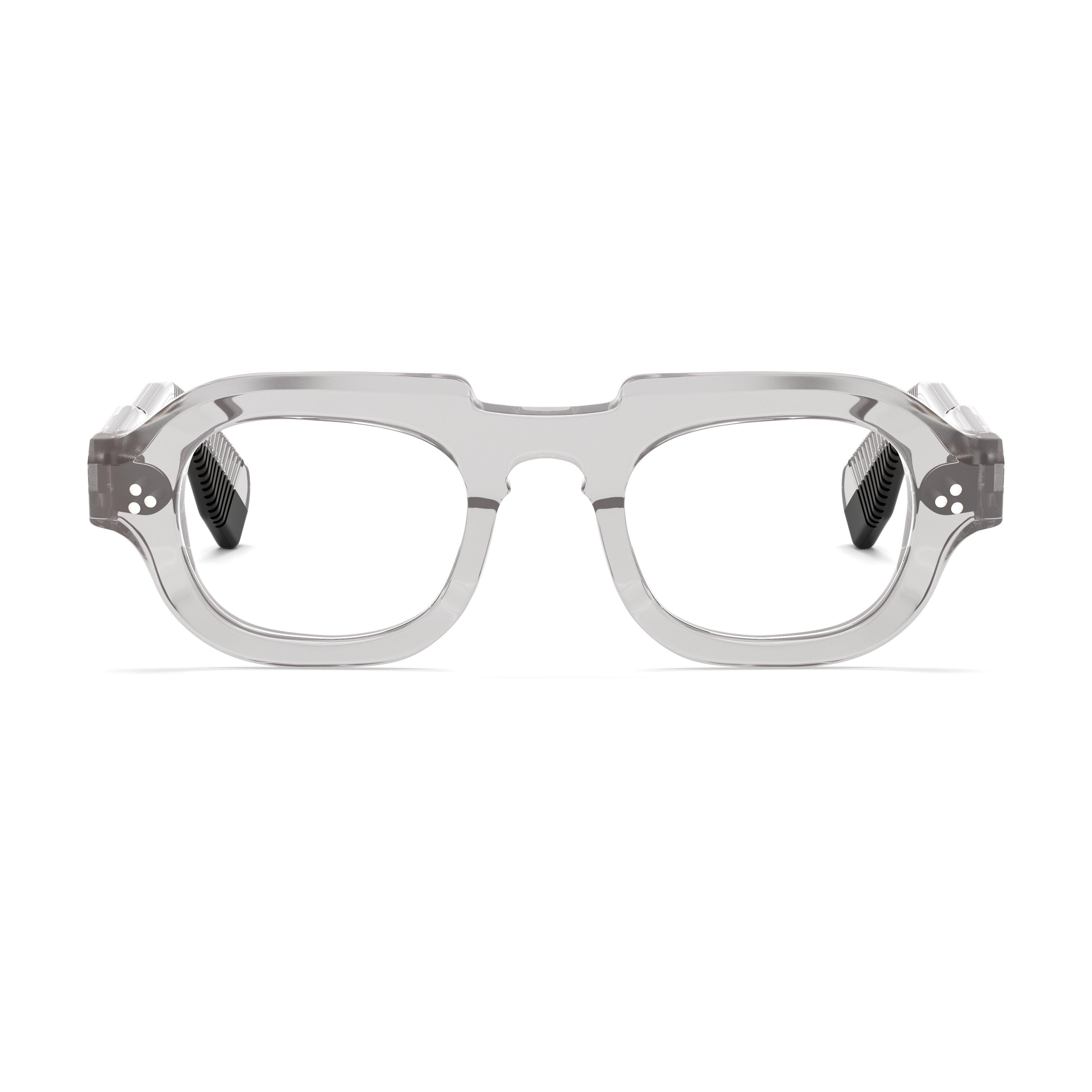 gray eyeglasses on a white background