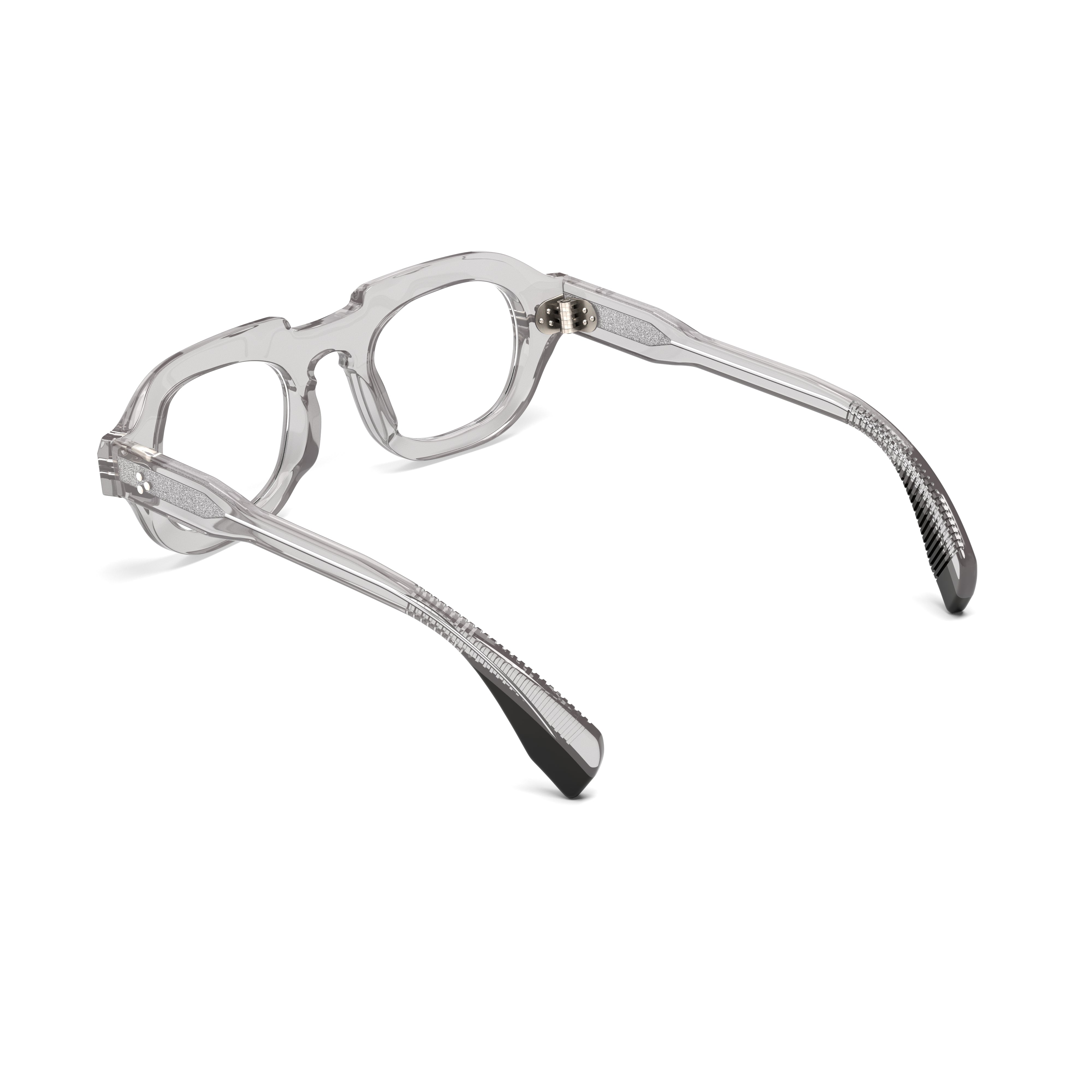 gray eyeglasses on a white background